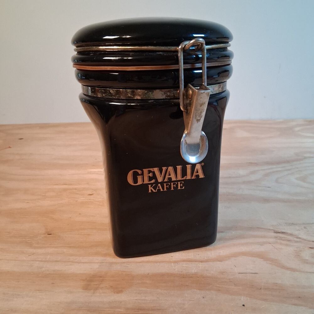Gevalia KAFFE Canister Coat Of Arms King Of Sweden Tight Sealed Coffee Keeper